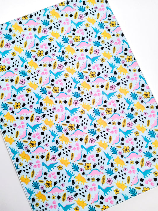Small Dinos 9x12 faux leather sheet