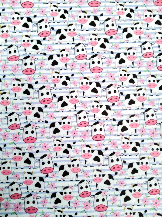 Cute Drawn Cows 9x12 faux leather sheet