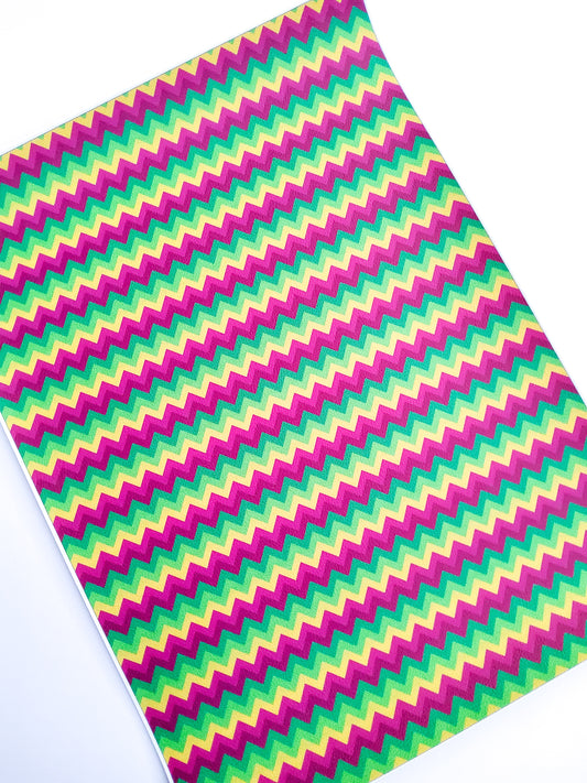 Mardi Gras Chevron 9x12 faux leather sheet