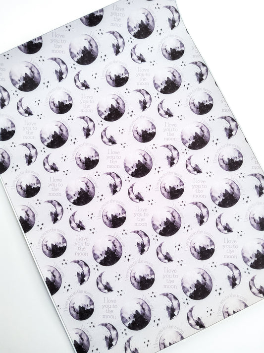 To the Moon 9x12 faux leather sheet