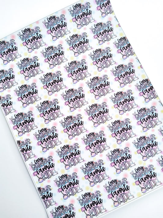 Favorite Bunny 9x12 faux leather sheet