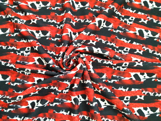 Red Cow Print Brushstrokes Bullet Fabric Strip