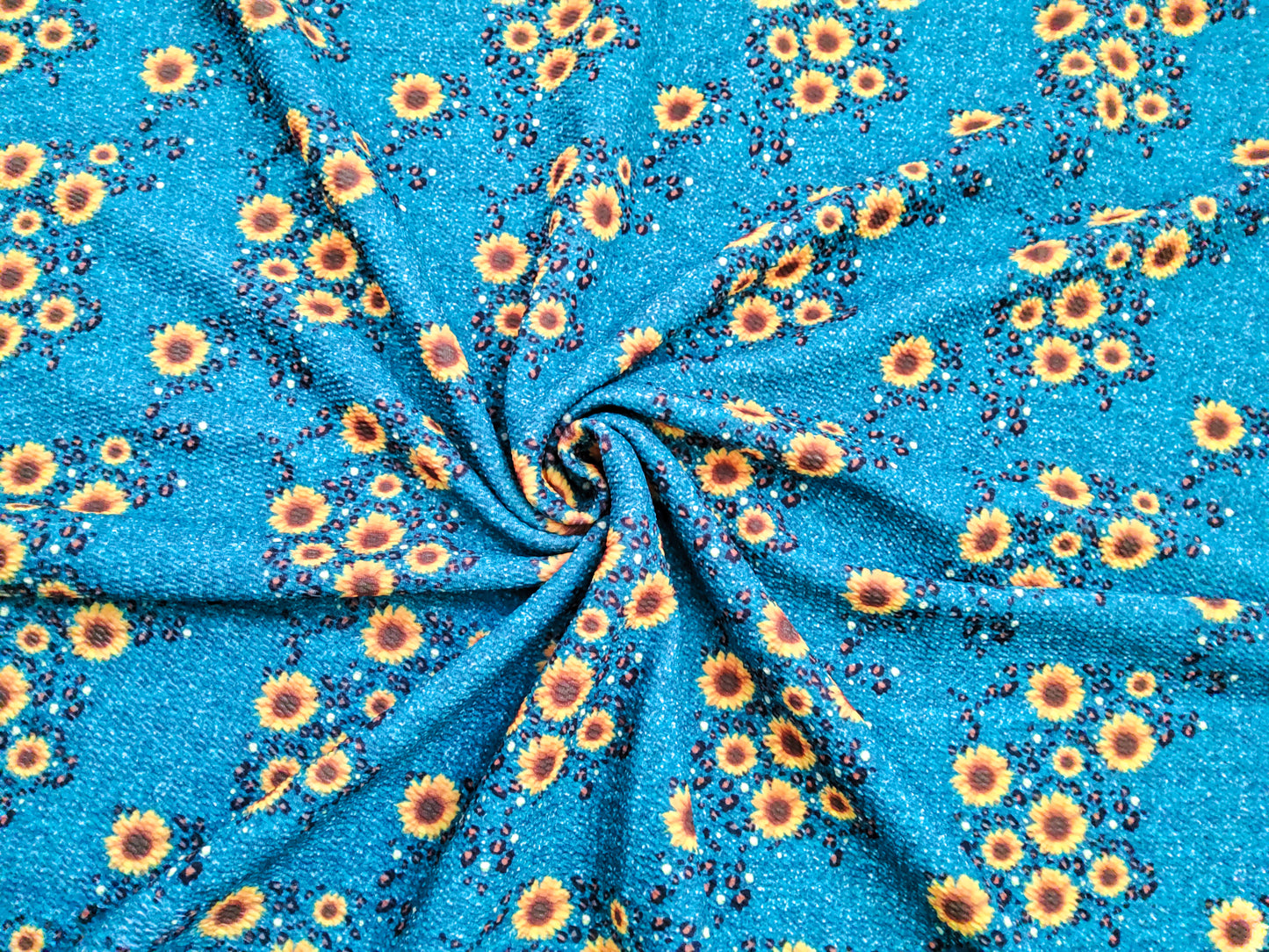 Teal Sunflower Bullet Fabric Strip