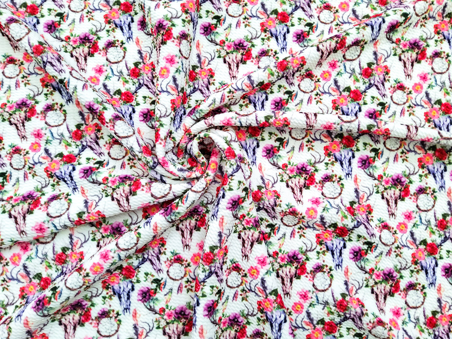 Pink Cow Skull Dreamcatcher Bullet Fabric Strip
