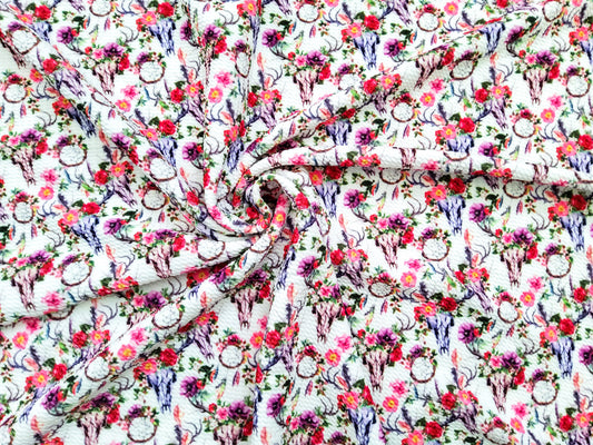Pink Cow Skull Dreamcatcher Bullet Fabric Strip