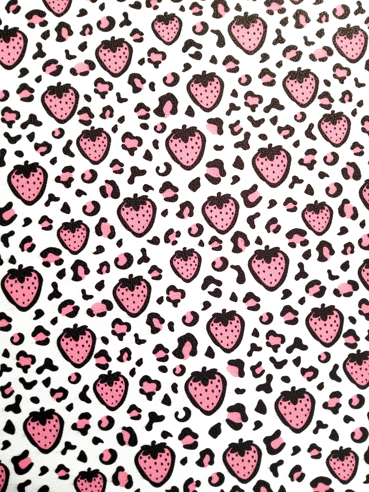 Strawberry Leopard Print 9x12 faux leather sheet