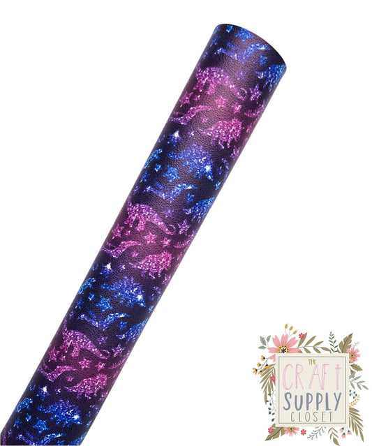 Sparkly Dinos 9x12 faux leather sheet