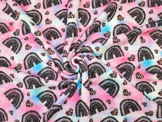 Leopard Print Rainbows Bullet Fabric Strip