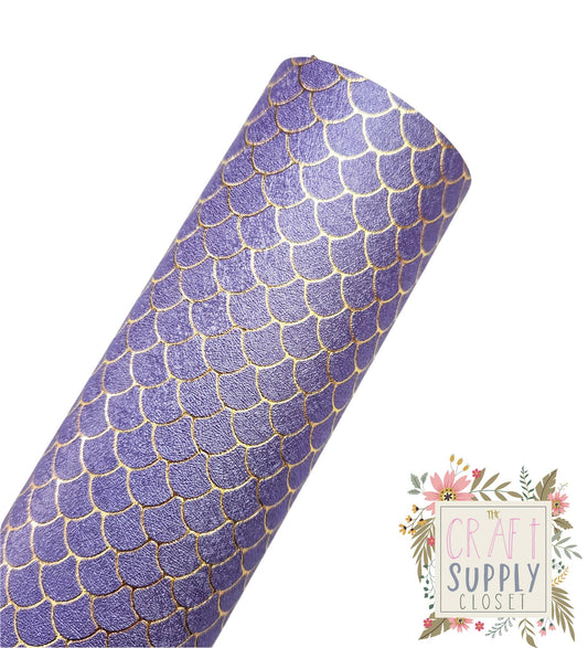 Lavender Gold Foil Mermaid Scales 9x12 faux leather sheet