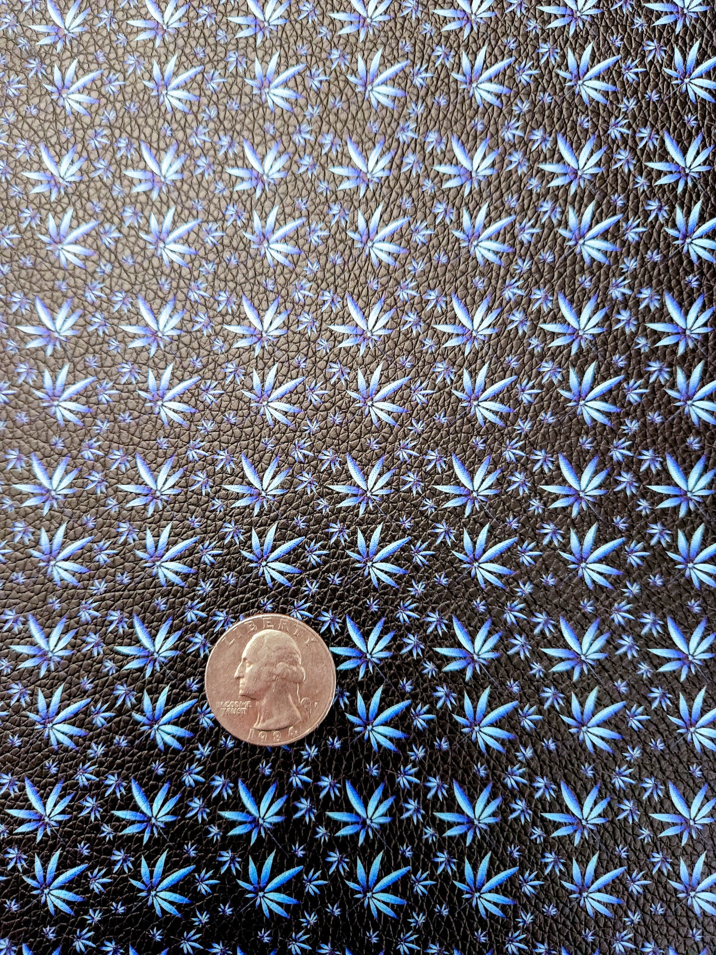 Blue Marijuana Leaf 9x12 faux leather sheet