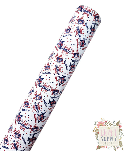 Patriotic Shark 9x12 faux leather sheet