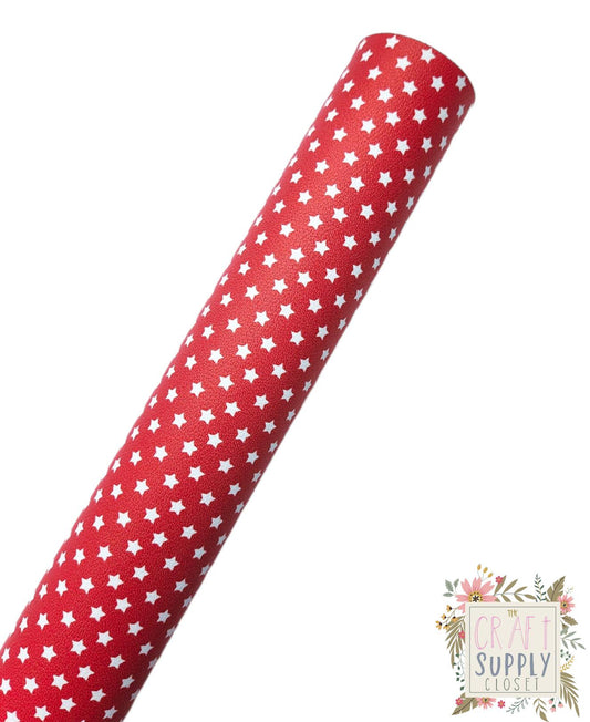 Red Stars 9x12 faux leather sheet