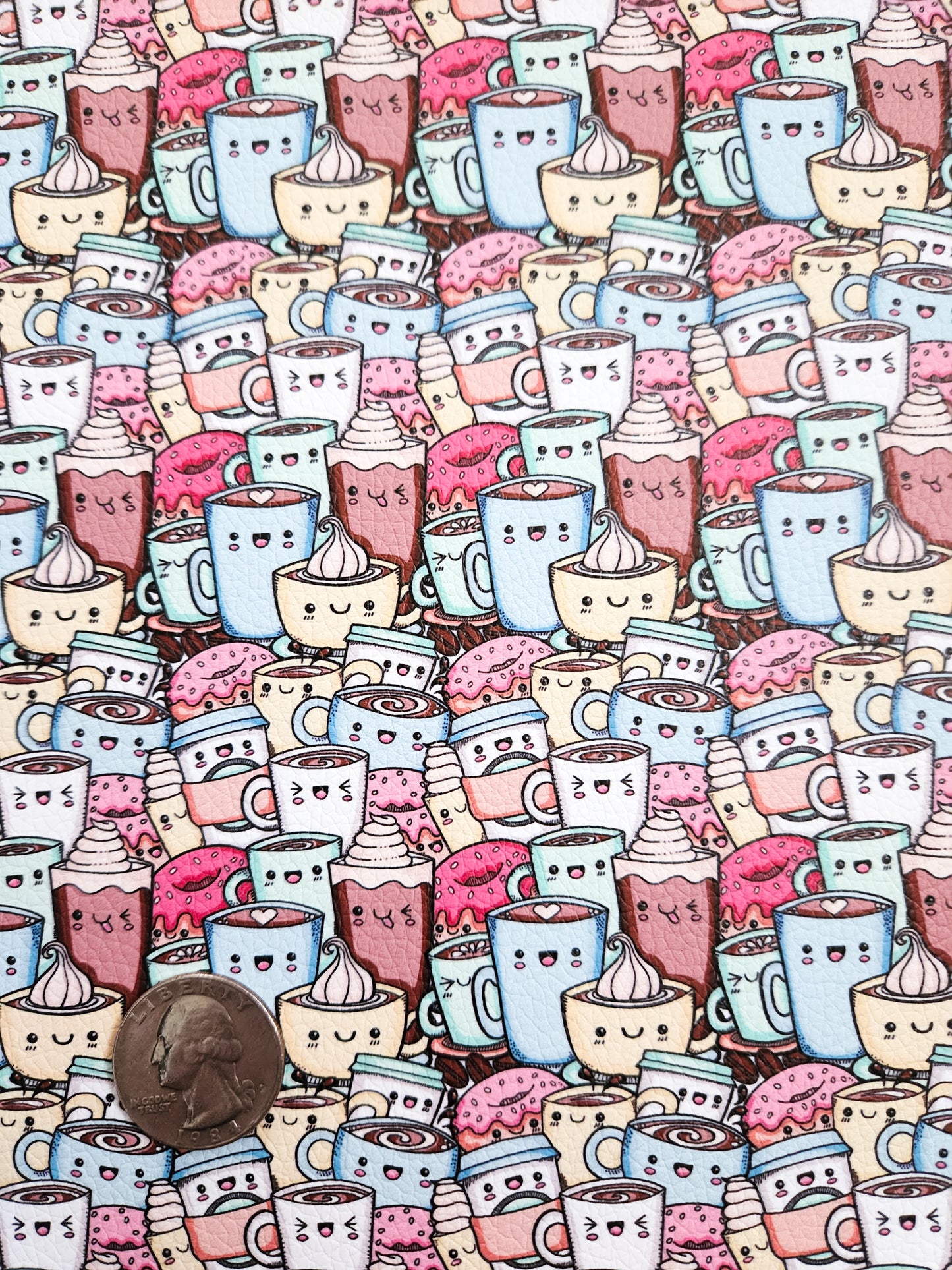 Cute Coffee Collage 9x12 faux leather sheet