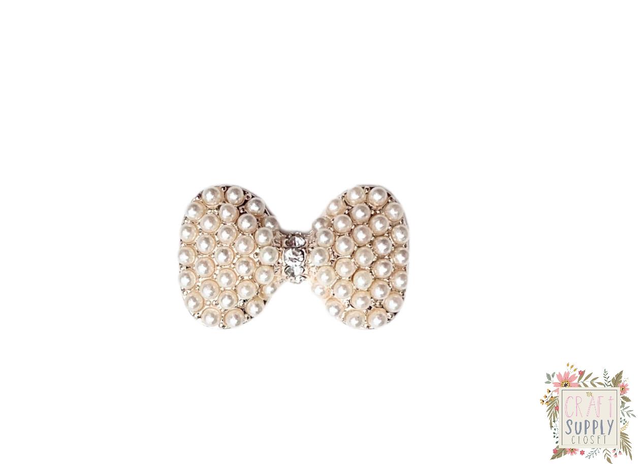 Pearl Bow Rhinestone - Flat Back