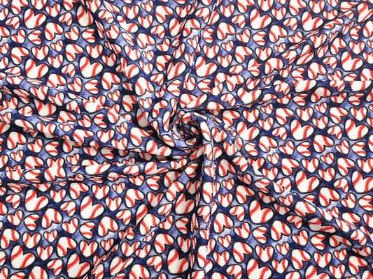 Baseball Hearts Bullet Fabric Strip