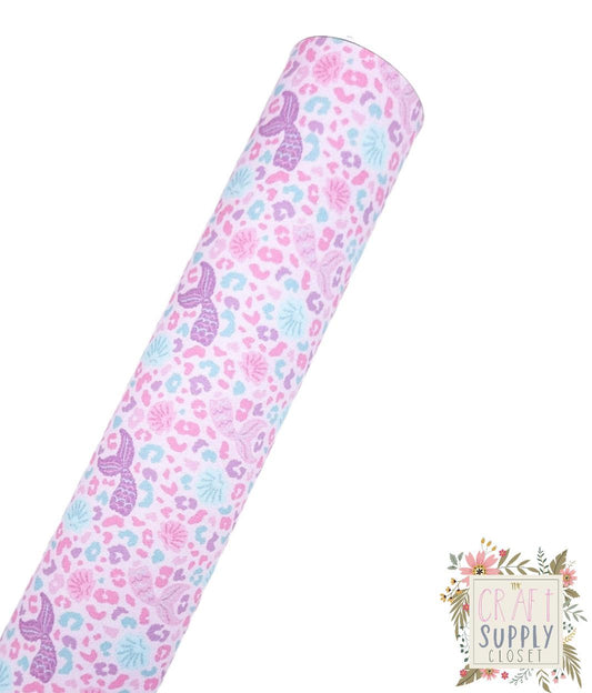 Mermaid Cheetah 9x12 faux leather sheet