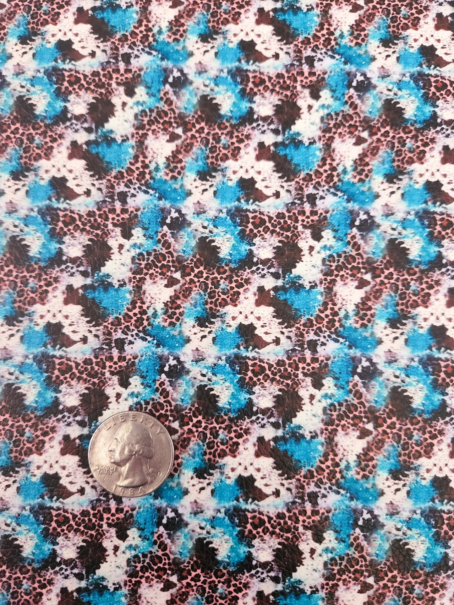 Teal Animal Print Splatter 9x12 faux leather sheet