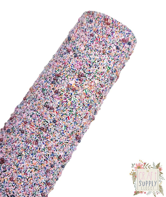 Pearly Multi Chunky Glitter 9x12 faux leather sheet