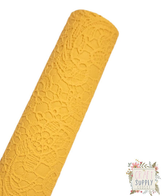 Mustard Yellow Butter Lace 9x12 faux leather sheet