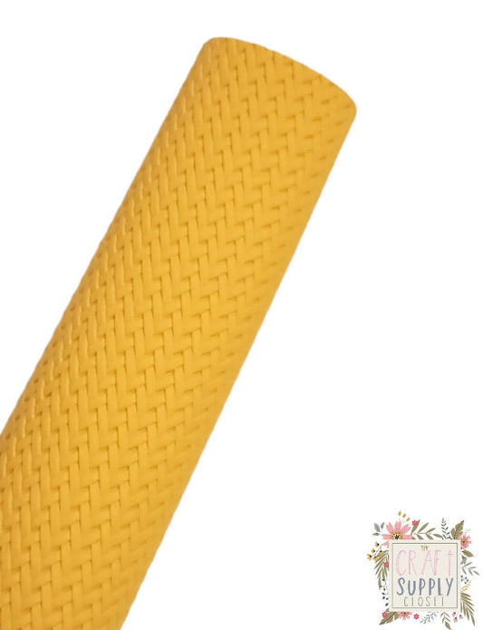 Woven Mustard Yellow 9x12 faux leather sheet