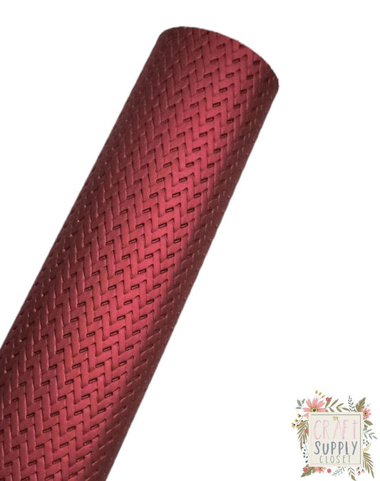 Woven Shiny Merlot 9x12 faux leather sheet