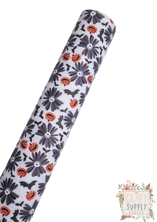 Halloween Daisies 9x12 faux leather sheet