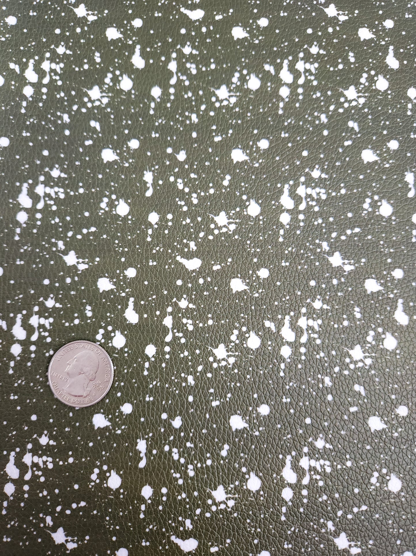 Dark Green Bleach Spots 9x12 faux leather sheet