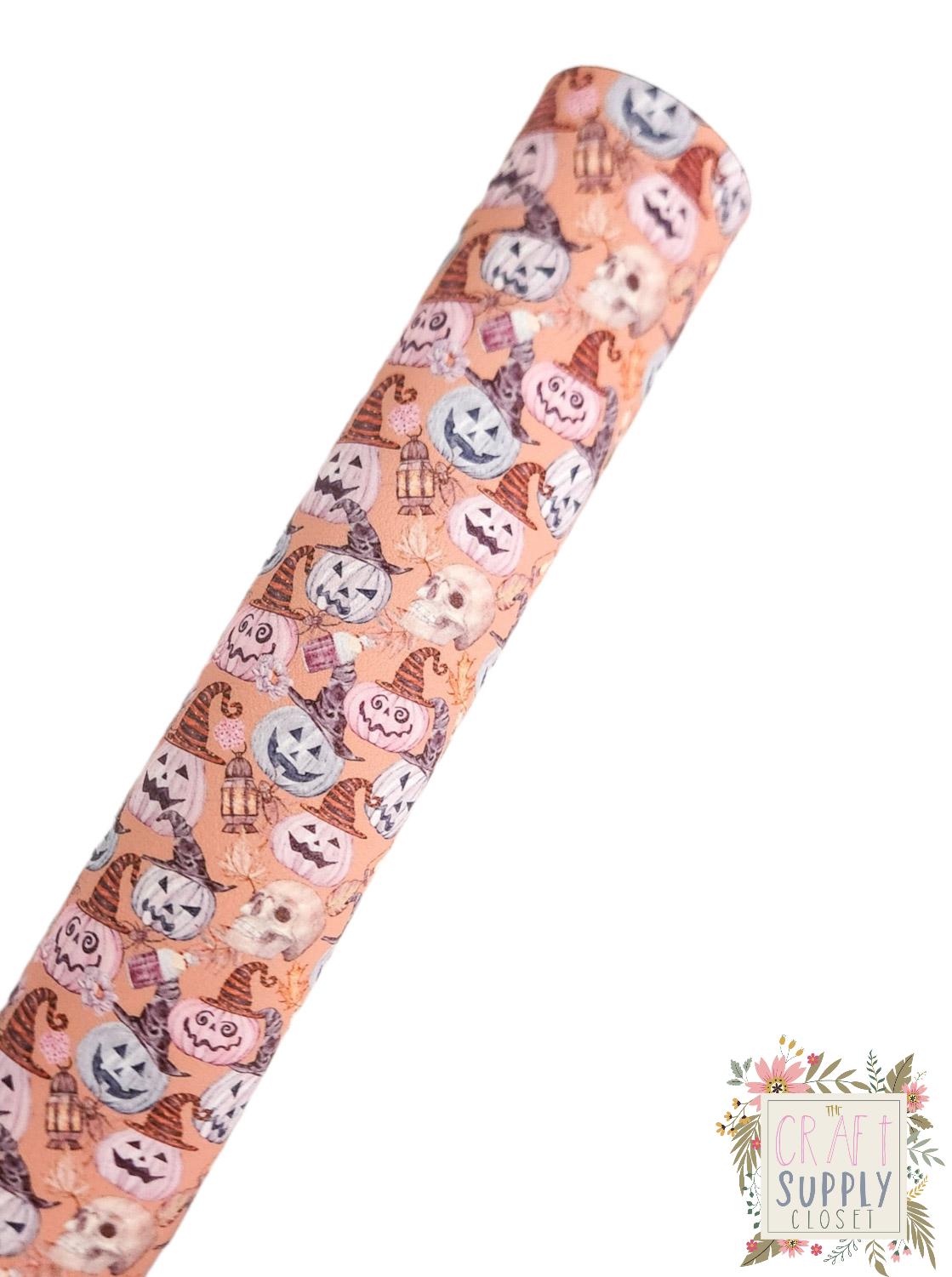 Jack O Lanterns 9x12 faux leather sheet