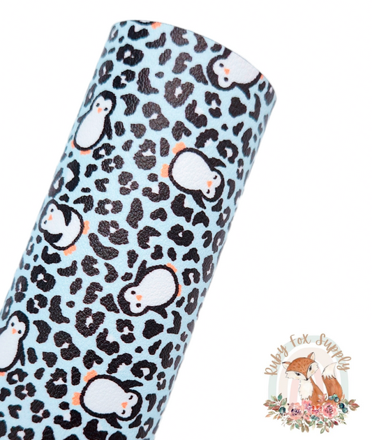 Cheetah Penguins 9x12 faux leather sheet