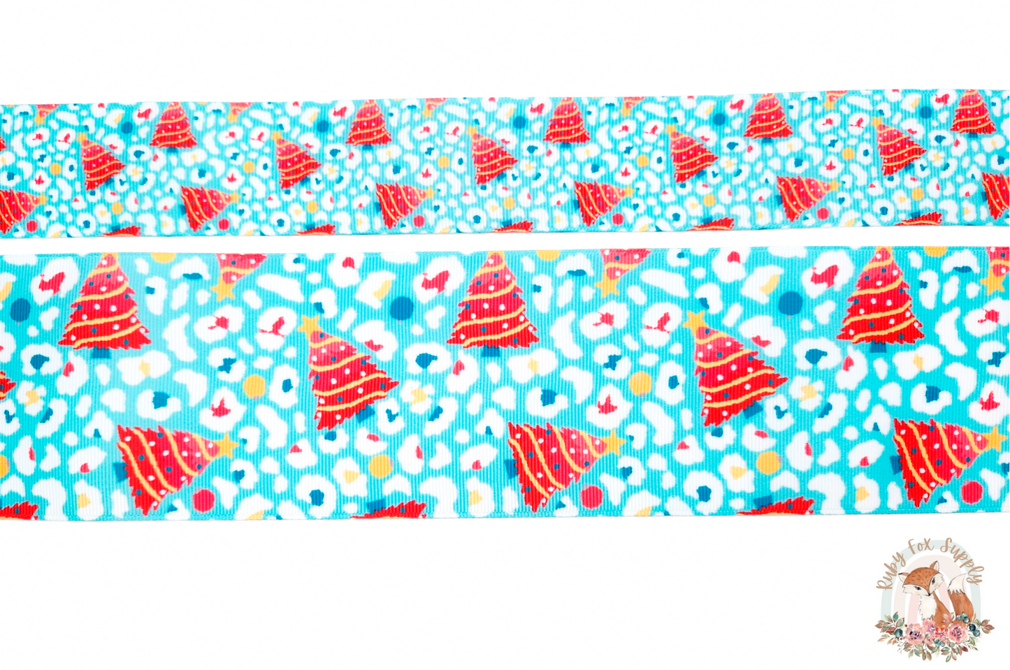 Cheetah Christmas Trees 3"/1.5" Ribbon