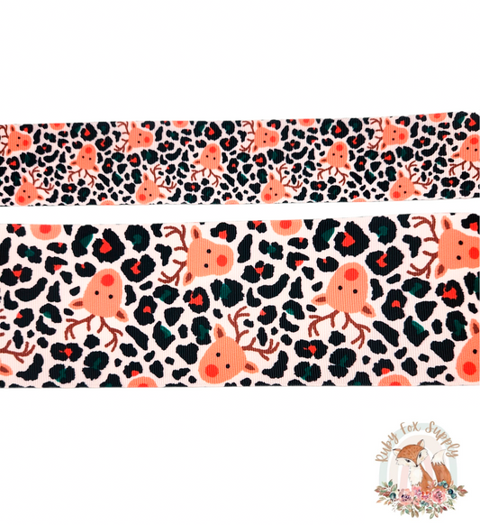 Cheetah Reindeer 3"/1.5" Ribbon
