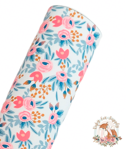 Pretty Fall Floral 9x12 faux leather sheet