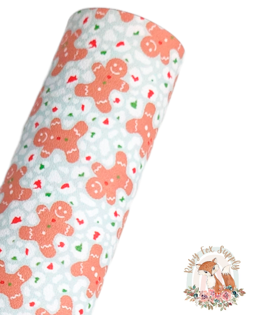 Cheetah Gingerbread Man 9x12 faux leather sheet