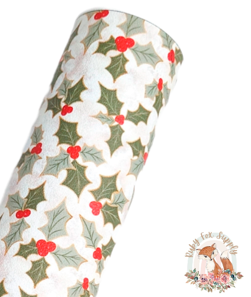 Muted Holly 9x12 faux leather sheet