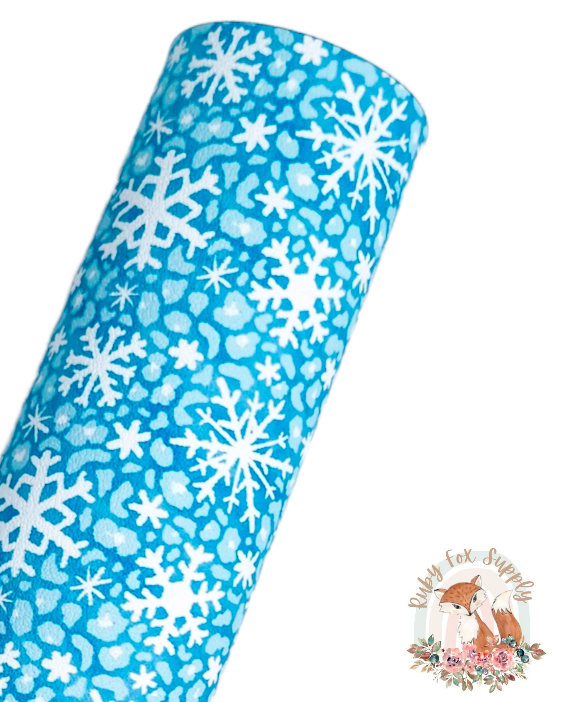 Cheetah Snowflakes 9x12 faux leather sheet