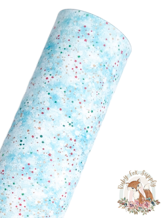 Light Blue Speckle 9x12 faux leather sheet