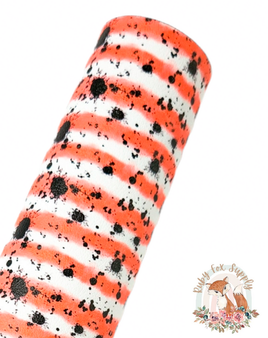 Orange Stripe Splatter 9x12 faux leather sheet