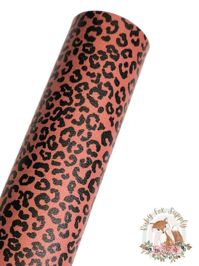 Brown Cheetah Print 9x12 faux leather sheet