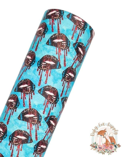 Leopard Lip Drip 9x12 faux leather sheet