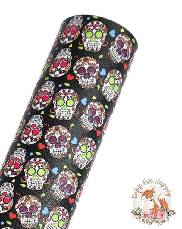 Sugar Skulls 9x12 faux leather sheet