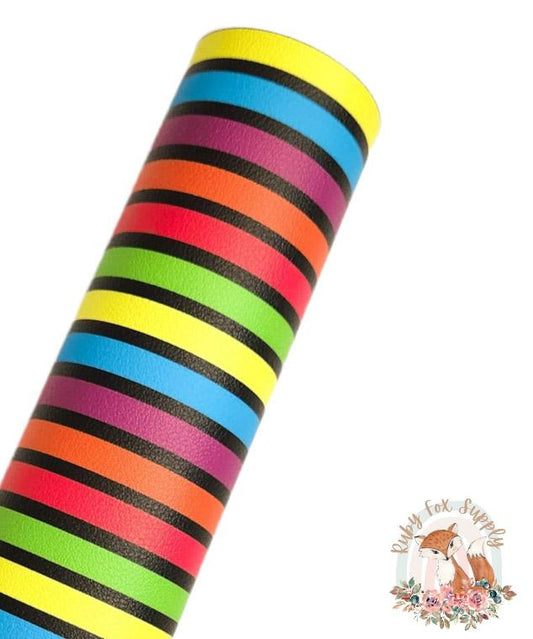 Neon Stripes 9x12 faux leather sheet