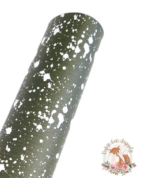 Dark Green Bleach Spots 9x12 faux leather sheet