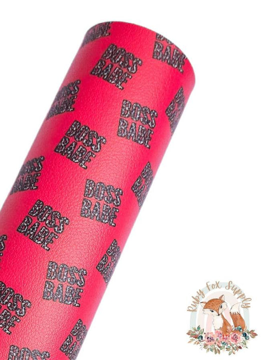 Boss Babe Pink 9x12 faux leather sheet