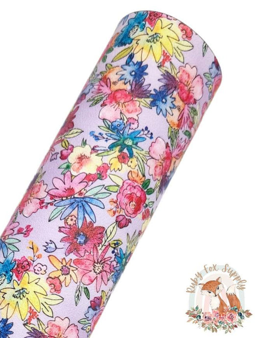Drawn Floral 9x12 faux leather sheet