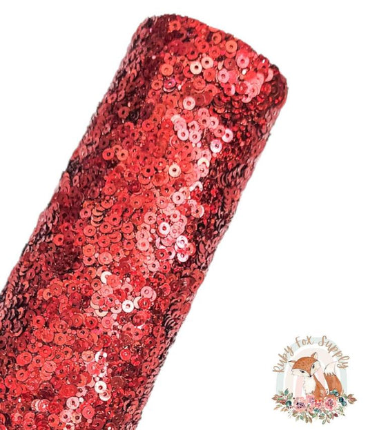 Cherry Red Sequin Chunky Glitter 9x12 faux leather sheet