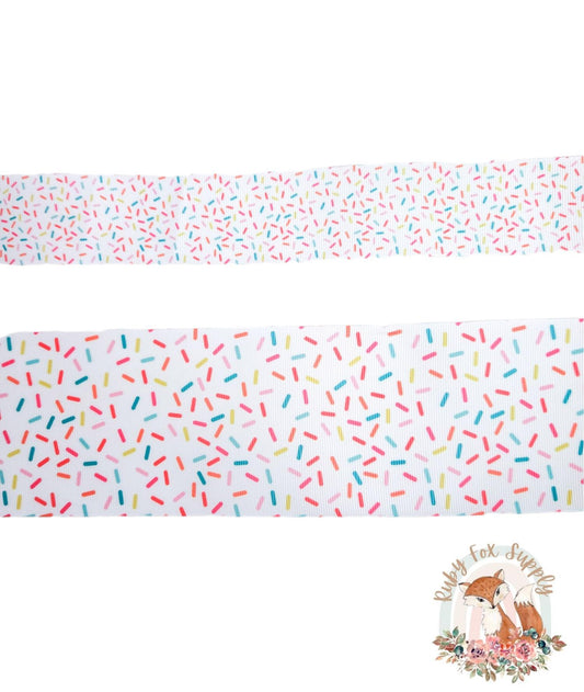 White Sprinkles 3"/1.5" Ribbon