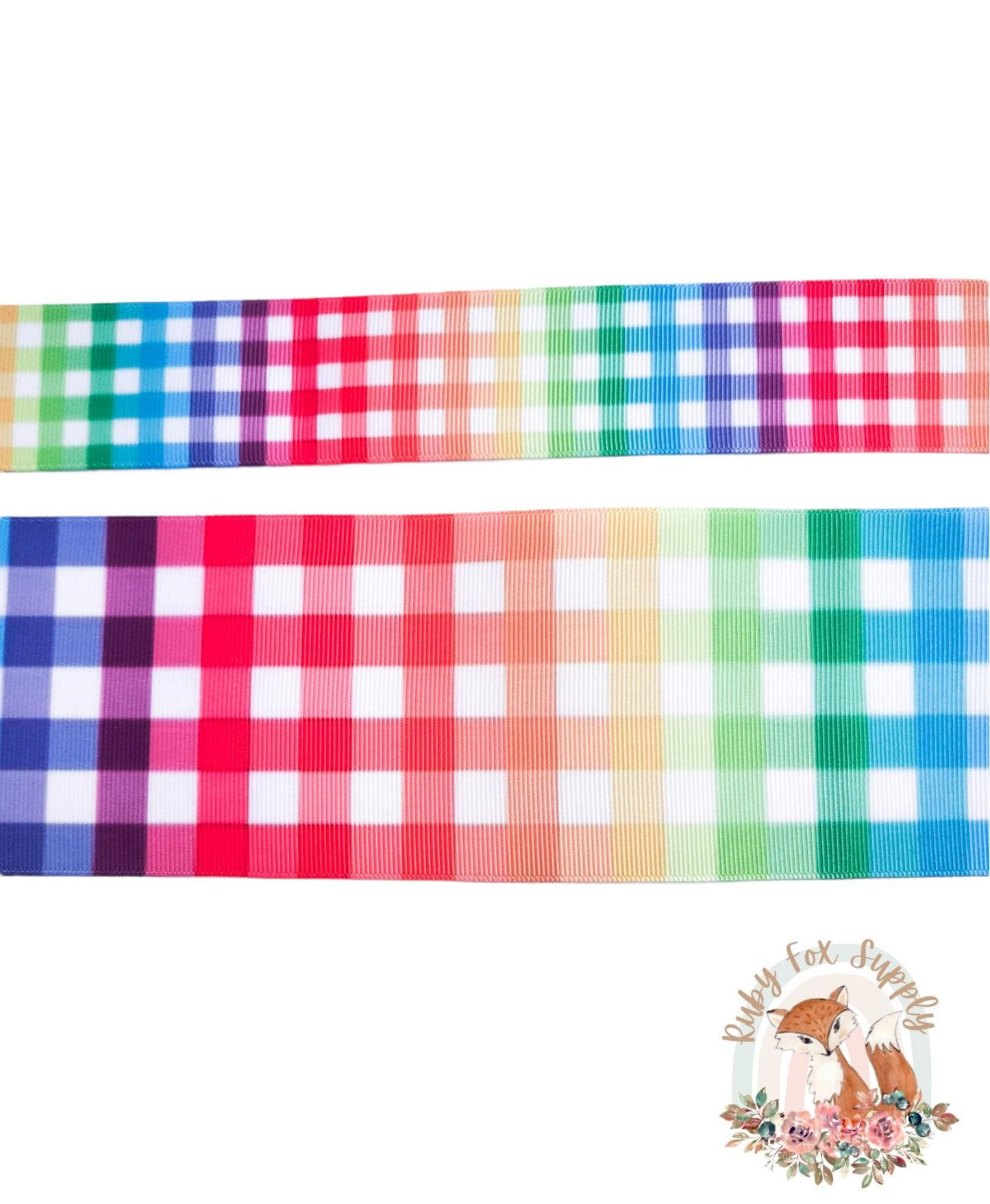 Rainbow Gingham 3"/1.5" Ribbon