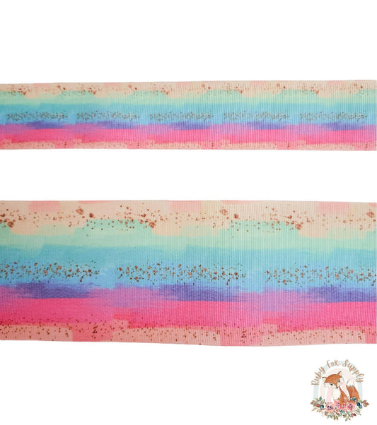 Pastel Rainbow Brushstrokes 3"/1.5" Ribbon