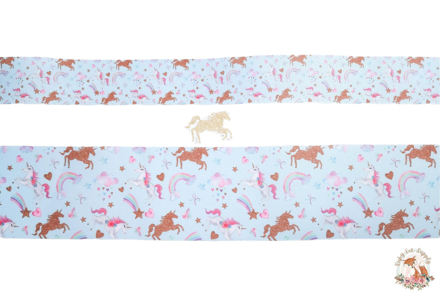 Gold Unicorns 3"/1.5" Ribbon