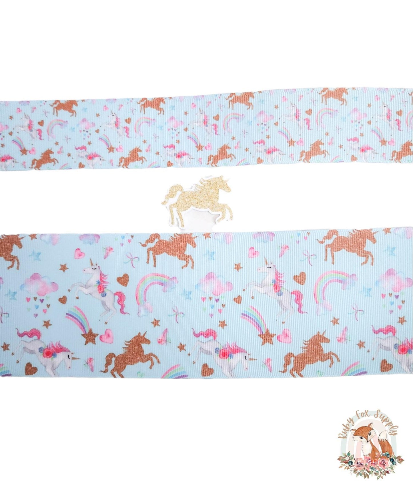 Gold Unicorns 3"/1.5" Ribbon